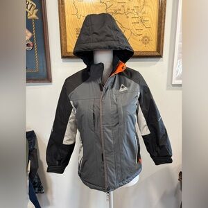 Gerry youth 7/8 winter jacket grey w/ orange  pockets removable hood insulated